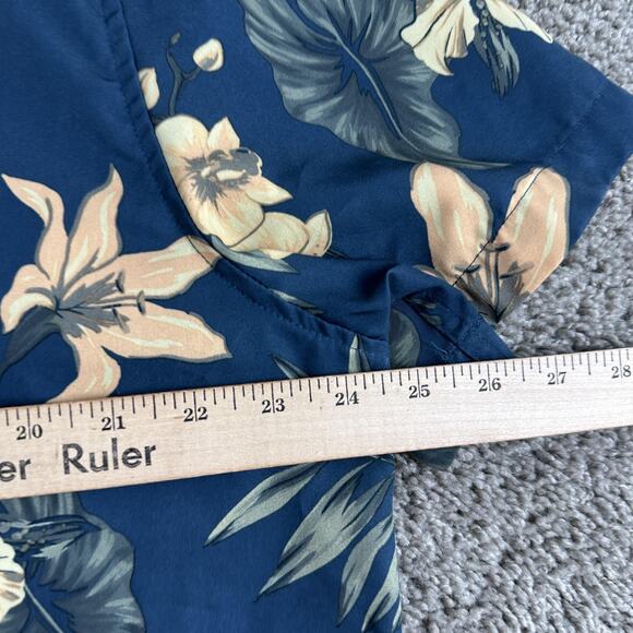 Seapointe Shirt Mens XL Blue Hawaiian Aloha Floral Button Down Stretch - Picture 7 of 10